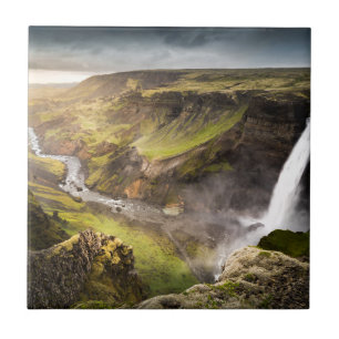 Haifoss Waterfall Sommer in Island Fliese