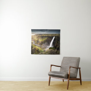 Haifoss Waterfall Sommer in Island Wandteppich