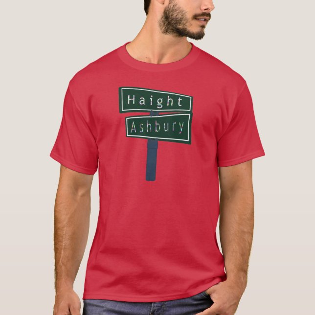 Haight Ashbury Rainbow Street Sign T-Shirt (Vorderseite)
