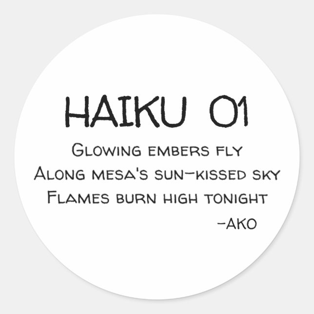 HAIKU 01 RUNDER AUFKLEBER (Vorderseite)