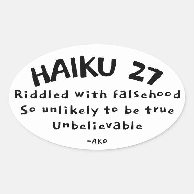 HAIKU 27 OVALER AUFKLEBER (Vorderseite)