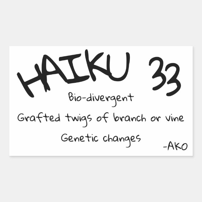 HAIKU 33 RECHTECKIGER AUFKLEBER (Vorderseite)