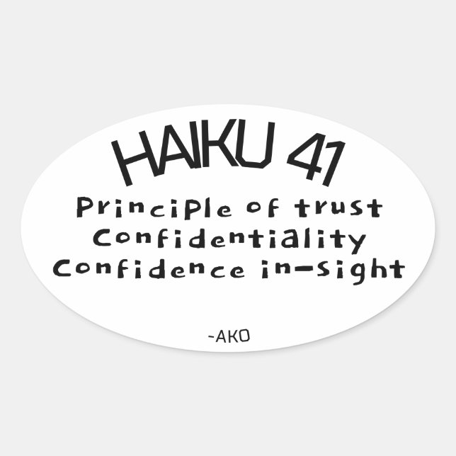HAIKU 41 OVALER AUFKLEBER (Vorderseite)