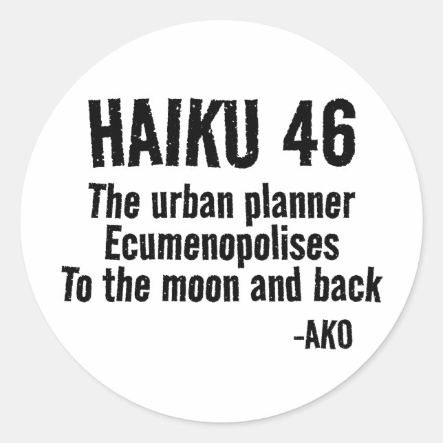 HAIKU 46 RUNDER AUFKLEBER (Vorderseite)