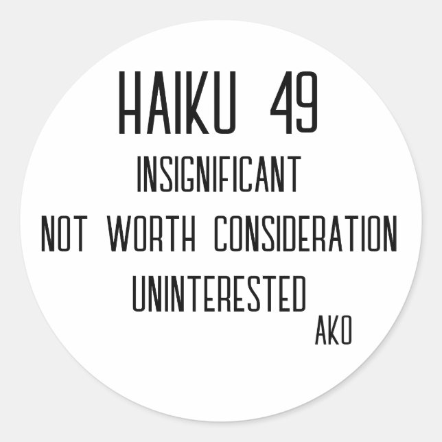 HAIKU 49 RUNDER AUFKLEBER (Vorderseite)