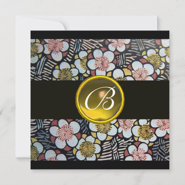 HAIKU/FRÜHSTÜCK GELBE TOPAZ-MONOGRAMM EINLADUNG (Vorderseite)