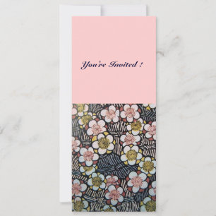 HAIKU/ SCHWARZ WEISS GELB ROSA FRÜHLINGSBLUMEN EINLADUNG