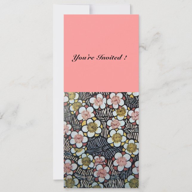 HAIKU/SCHWARZ-WEISS GELBE PINKSPRINGBLUMEN EINLADUNG (Vorderseite)