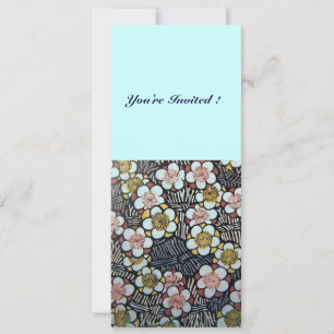 HAIKU/SCHWARZ-WEISS GELBEN PINK BLUE SPRINGBLUMEN EINLADUNG