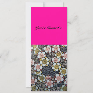 HAIKU/SCHWARZ-WEISS PINK FUCHSIA SPRING BLUMEN EINLADUNG