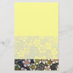 HAIKU/ SCHWARZ WEISS PINK GELB FRÜHLINGSBLUMEN BRIEFPAPIER