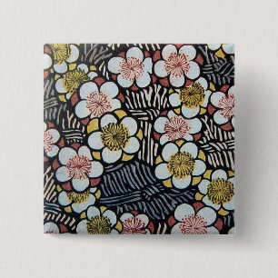 HAIKU/ SCHWARZ WEISS PINK GELB FRÜHLINGSBLUMEN BUTTON