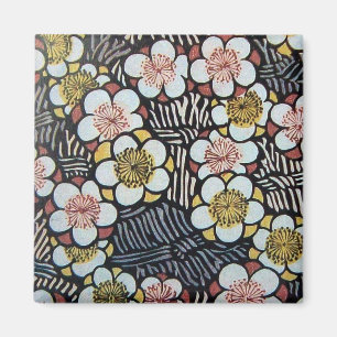 HAIKU/ SCHWARZ WEISS PINK GELB FRÜHLINGSBLUMEN MAGNET
