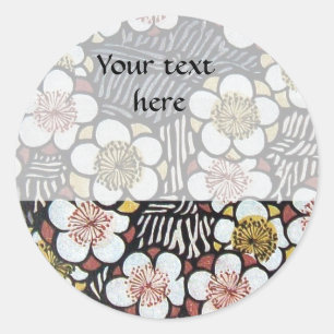HAIKU/ SCHWARZ WEISS PINK GELB FRÜHLINGSBLUMEN RUNDER AUFKLEBER
