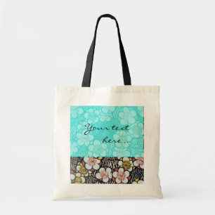 HAIKU/SCHWARZ-WEISSE AQUAMARINE BLUE SPRING-BLUMEN TRAGETASCHE