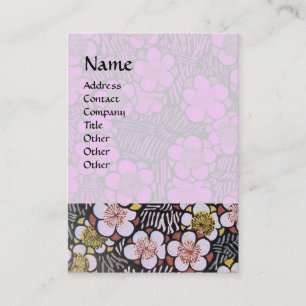 HAIKU / SCHWARZ-WEISSE GrauPINK LILAC-SPRINGBLUMEN Visitenkarte