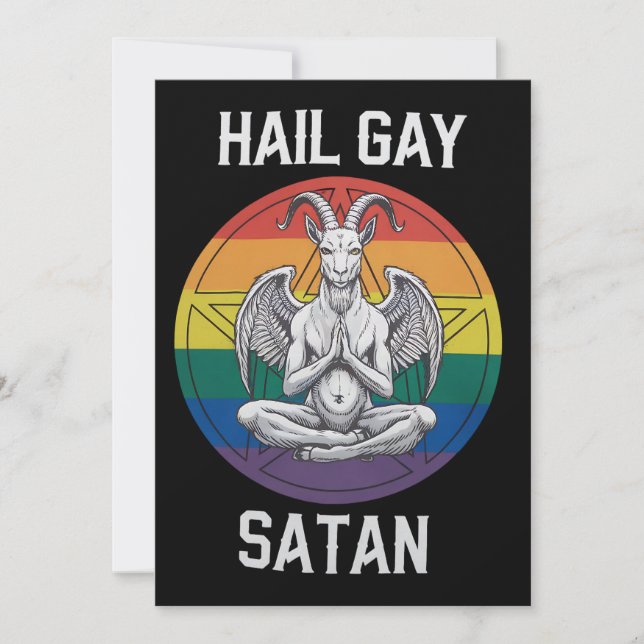 Hail Gay Satan Funny Goth Gothic Goat LGBTQ Einladung (Vorderseite)