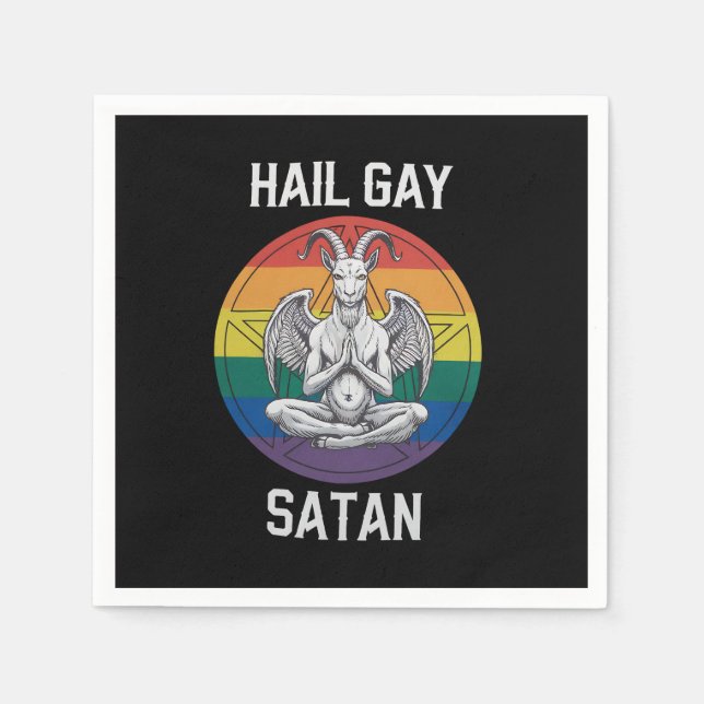 Hail Gay Satan Funny Goth Gothic Goat LGBTQ Serviette (Vorderseite)