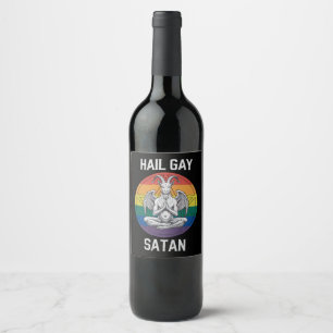 Hail Gay Satan Funny Goth Gothic Goat LGBTQ Weinetikett