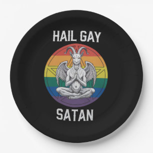 Hail Gay Satan Lustig Goth Gothic Ziege LGBTQ Pappteller