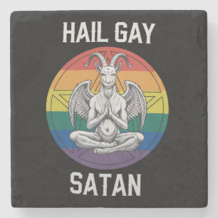 Hail Gay Satan Lustig Goth Gothic Ziege LGBTQ Steinuntersetzer