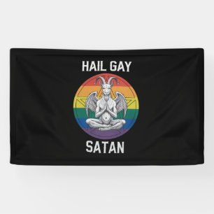 Hail Gay Satan Lustig Gothisch Gothic Ziege LGBTQ Banner