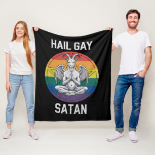 Hail Gay Satan Lustig Gothisch Gothic Ziege LGBTQ Fleecedecke