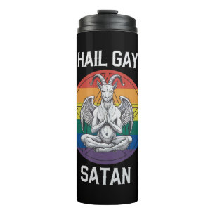 Hail Gay Satan Lustig Gothisch Gothic Ziege LGBTQ Thermosbecher