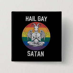 Hail Gay Satan Lustig Gothisch Gotisch Ziege LGBTQ Button