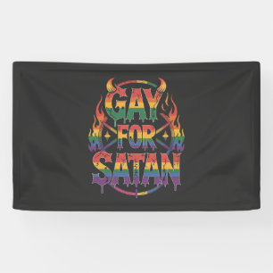 Hail Gay Satan Rainbow Baphomet Devil Goat LGBTQ Banner