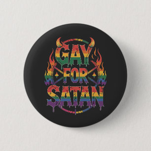 Hail Gay Satan Rainbow Baphomet Devil Goat LGBTQ Button
