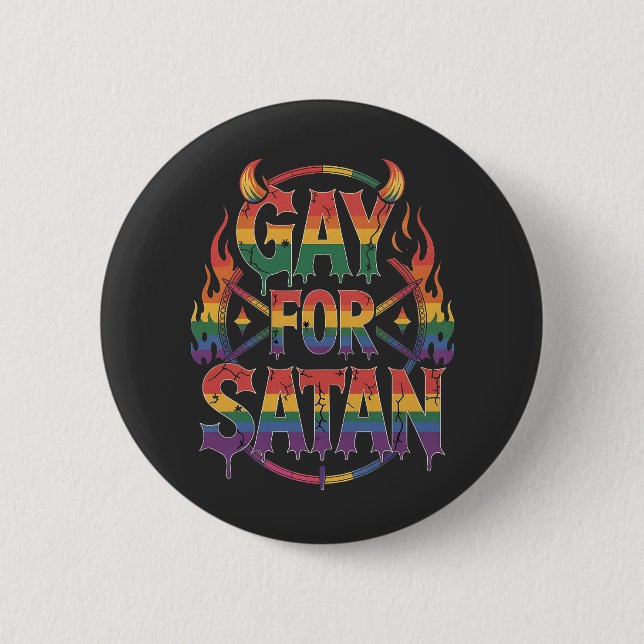 Hail Gay Satan Rainbow Baphomet Devil Goat LGBTQ Button (Vorderseite)