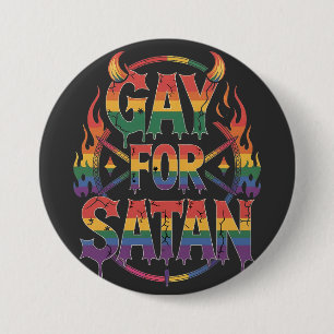 Hail Gay Satan Rainbow Baphomet Devil Goat LGBTQ Button