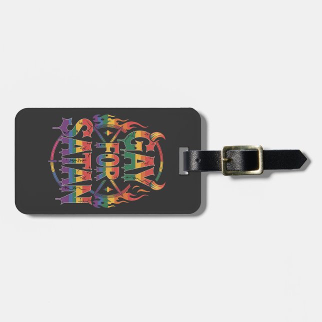 Hail Gay Satan Rainbow Baphomet Devil Goat LGBTQ Gepäckanhänger (Vorderseite horizontal)