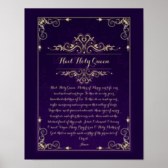 Hail Holy Queen Katholic Prayer Poster (Vorne)