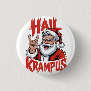 Hail Krampus Teufelshorn Krampus Rock Button