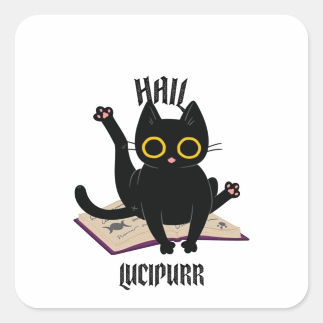 Hail Lucipurr Quadratischer Aufkleber (Vorderseite)