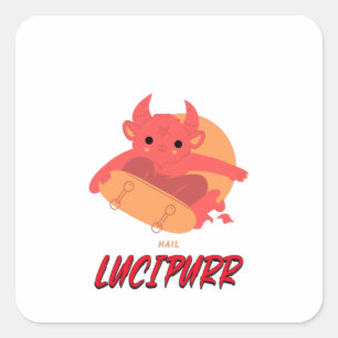 Hail Lucipurr Quadratischer Aufkleber