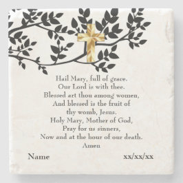 Hail Mary Gebet katholisches Geschenk Personalisie Steinuntersetzer