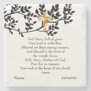 Hail Mary Gebet katholisches Geschenk Personalisie Steinuntersetzer