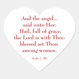 Hail Mary "Luke 1:28" Herz-Aufkleber