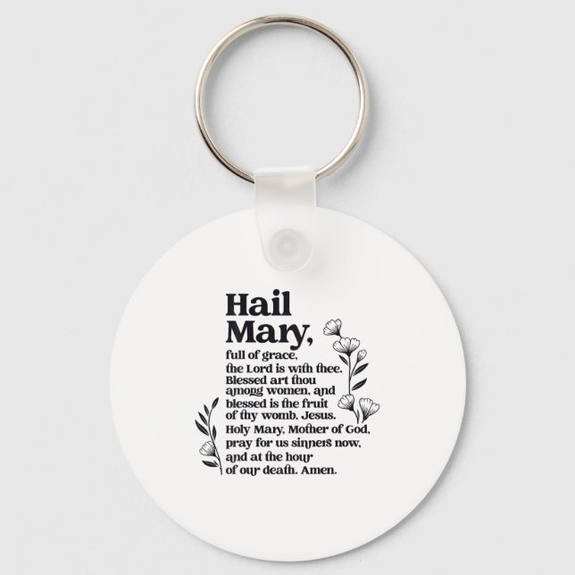 Hail Mary Prayer Marian Floral Christian Blessed M Schlüsselanhänger (Vorderseite)