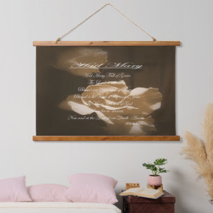 Hail Mary Prayer Wandteppich Mit Holzrahmen