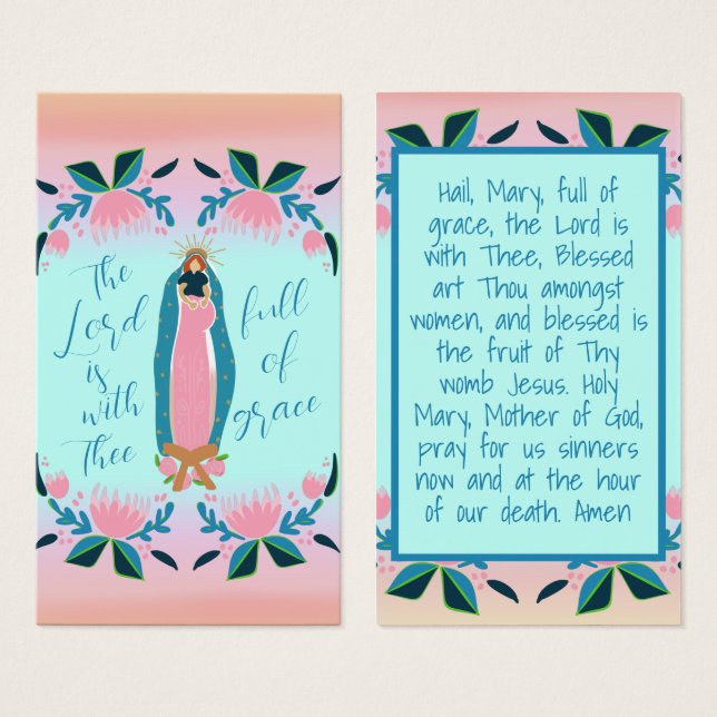 Hail Mary Prière Catholique Enfants Carte Sainte (Devant & derrière)