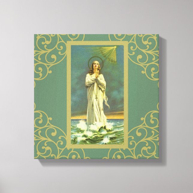 Hail Mary Star der Sea Ave Maris Rosary Leinwanddruck (Vorderseite)