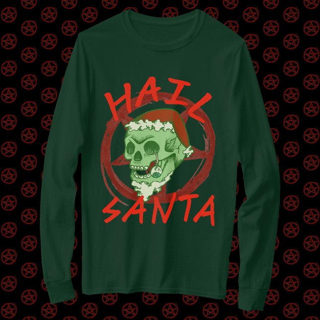 Hail Santa - Halloween Zombie Rocker Skull T-Shirt (Von Creator hochgeladen)