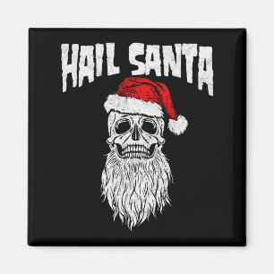 Hail Santa! Vintage-Totenkopf und Weihnachtsmannmü Magnet