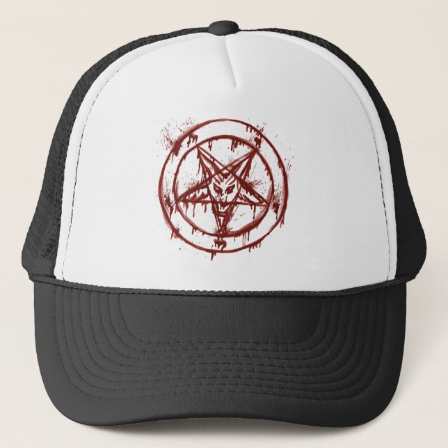 Hail Satan - 666 Cross Cap - Antichrist Truckercap Truckerkappe (Vorderseite)