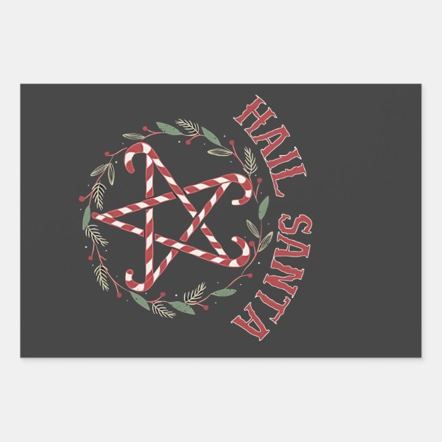 Hail Satan Christmas Krampus Xmas Devil Candy Geschenkpapier Set (Vorderseite)