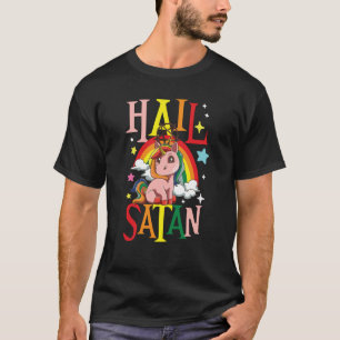 Hail Satan Einhorn Regenbogen T-Shirt